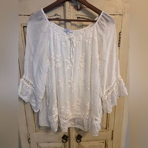 Tempo Paris White Embroidered Blouse